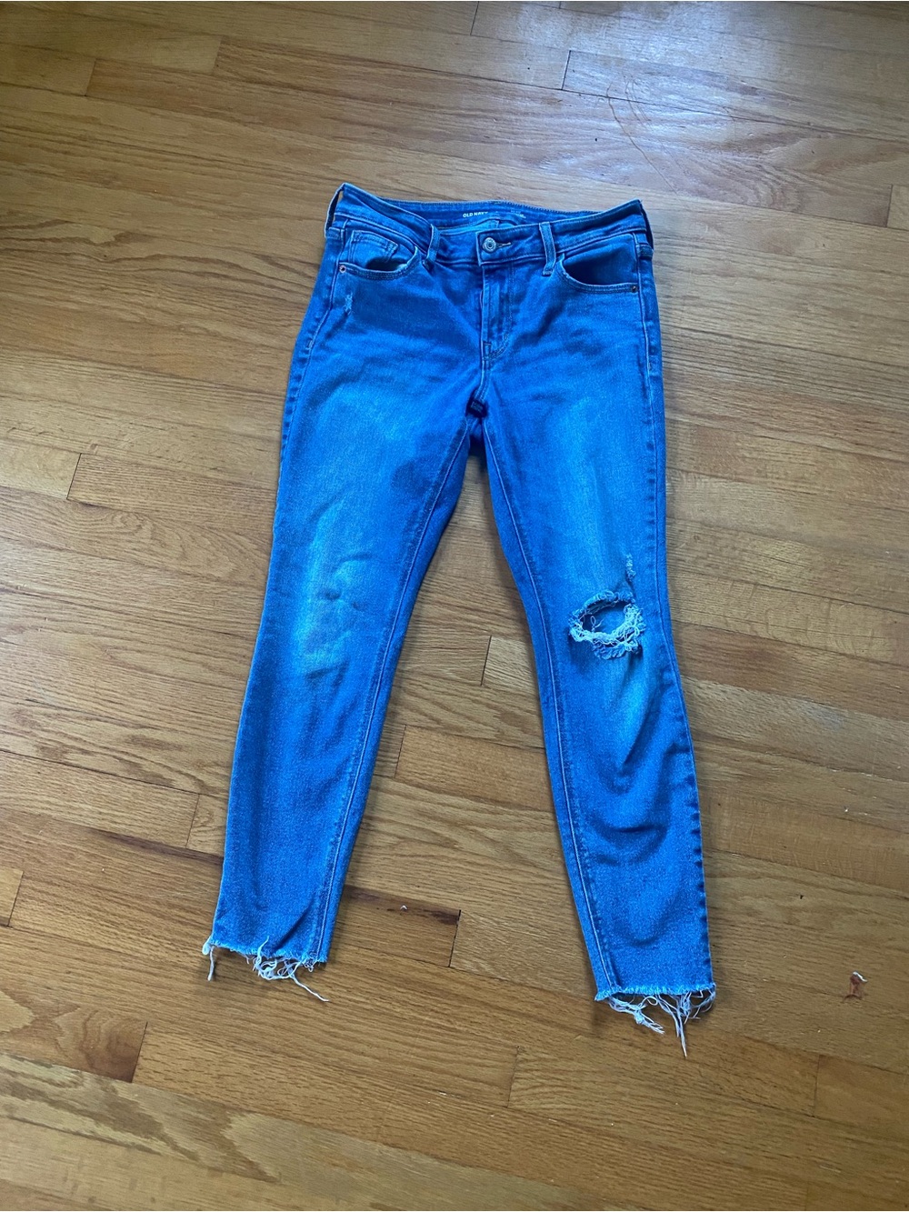 Old Navy Blue Skinny Jeans with Distressed Knee